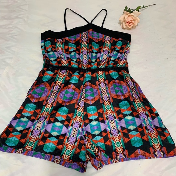 Spaghetti strap romper shorts multicolored - Picture 1 of 6